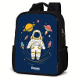 Astronaut - Planeet - Sterren - Raket Rugzak - Zwart middel -schuin