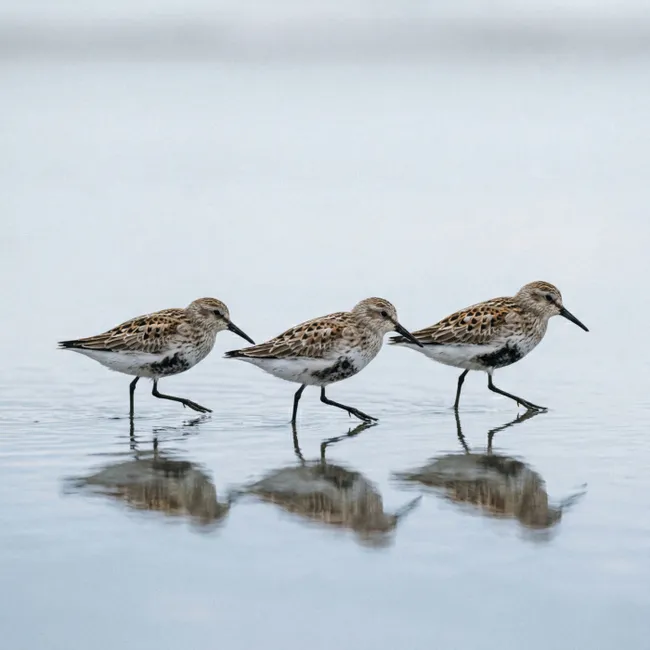 Behang - Vogels - Water - Grijs