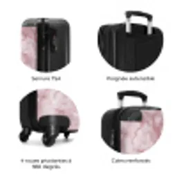 Roze - Kwartsmarmer - Aders NBS - Handbagage koffer - Volwassenen Unisex middel zzzzzzzbolletjes_FR