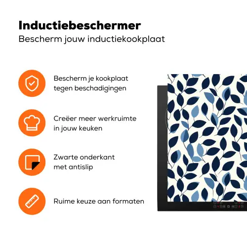Grafisch - Bladmotief - Diepblauw Inductie beschermer vinyl 3mm klein 276 -zzzzzzz-td-ups