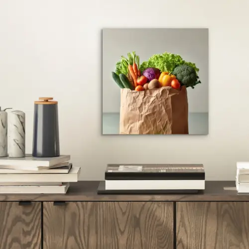 Papieren - Boodschappen - Groente - Kleurrijk aluminium wit klein -sfeer1
