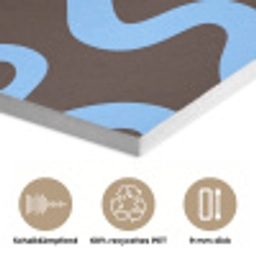 Kronkelende lijnen - Blauw - Bruin - Minimalistisch PET vilt klein 837 -closeup_DE