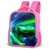 Raceauto - Felgroen - Lichtstralen - Snelheid Kinderrugzak - Roze middel -schuin