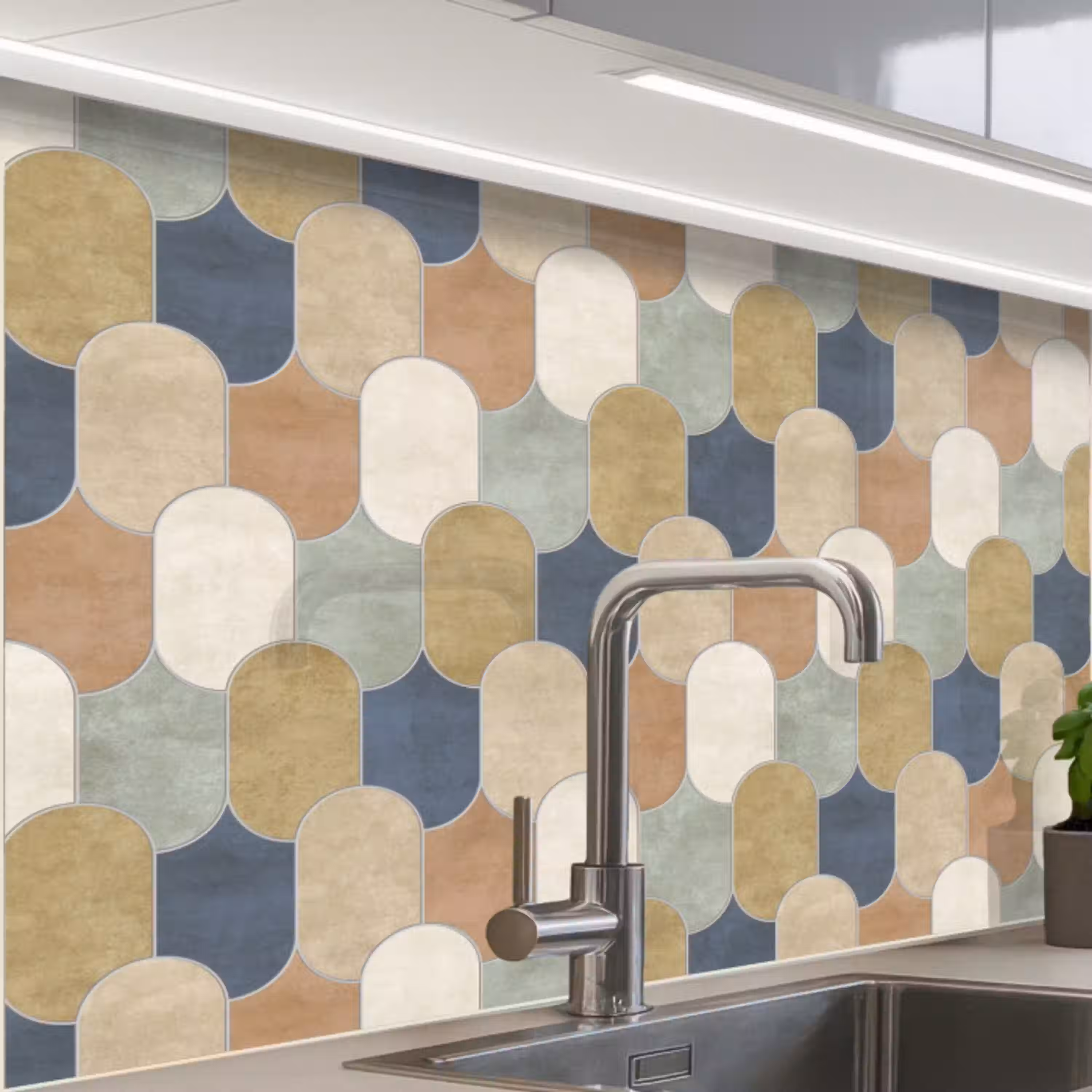 Harmonie - Patroon - Kleurrijk keuken achterwand 2 middel 865 -zzzz3d_schuin