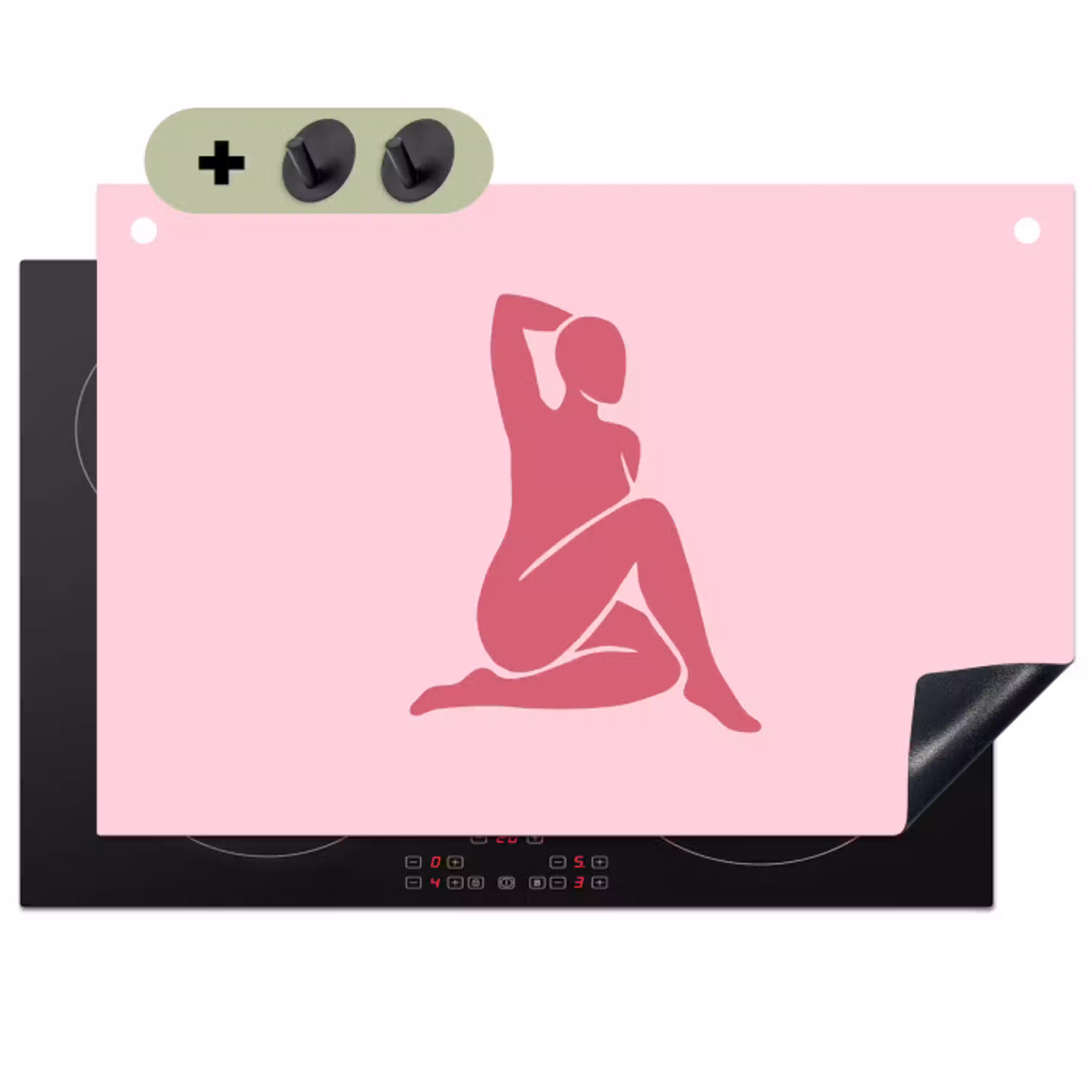 Vrouw - Silhouet - Abstract - Modern - Roze Inductie beschemer met haakjes klein -3d