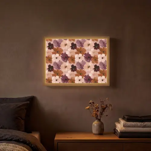 Bloemen - Abstract - Aardetinten Light Box met batterij (Wandlamp) middel 907 -sfeer4