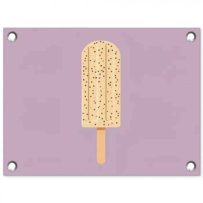 Beige - Ijsje - Spikkels tuinposter los doek klein -3d