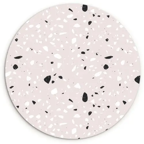Terrazzo -  Patroon - Zacht - Zwart - Wit Wandcirkel plexiglas klein 852 -3d