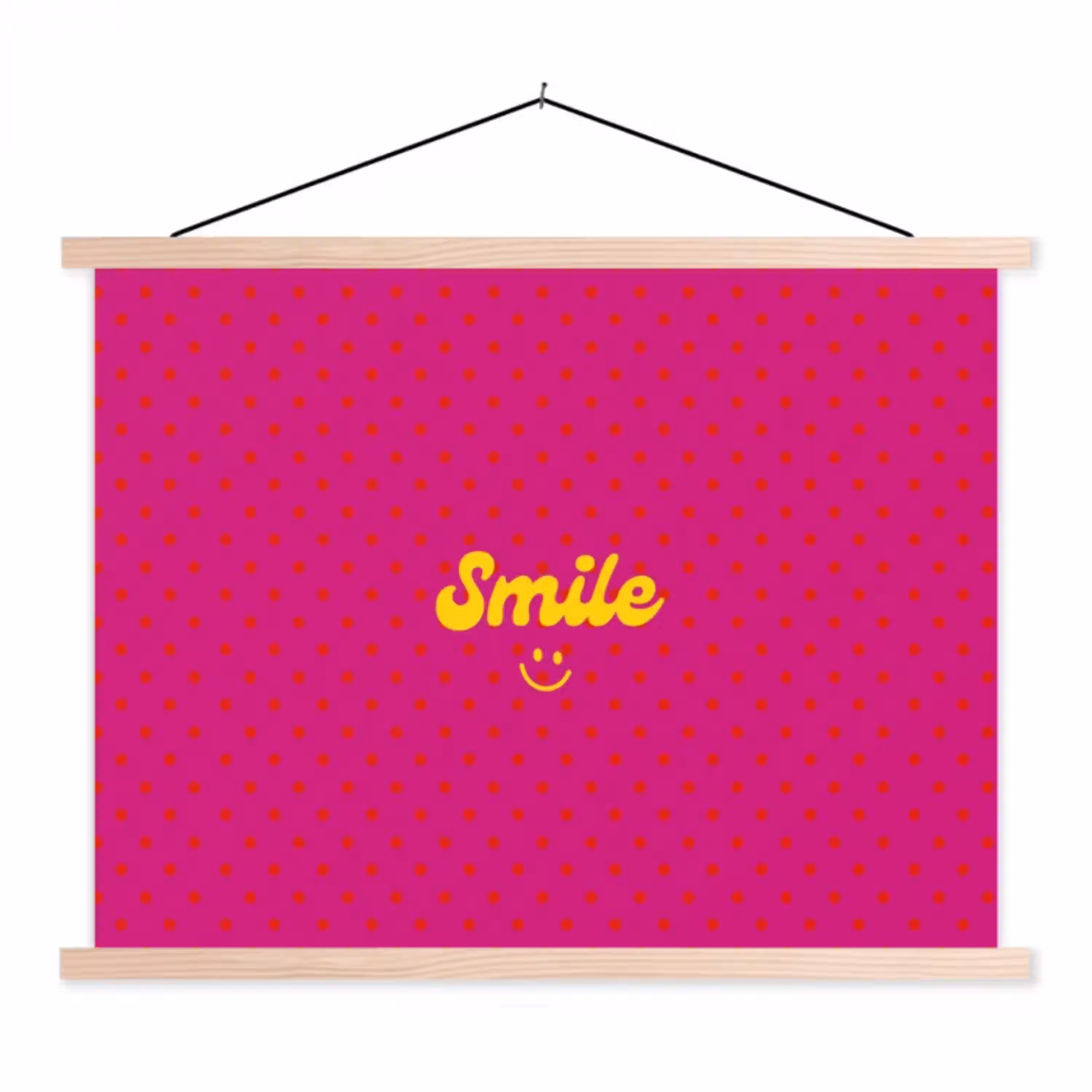 Smile - Stippen - Roze textielposter latten blank klein -3d