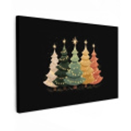 Kerstbomen - Kleurrijk - Lichtjes - Ster canvas 2cm klein -z3d