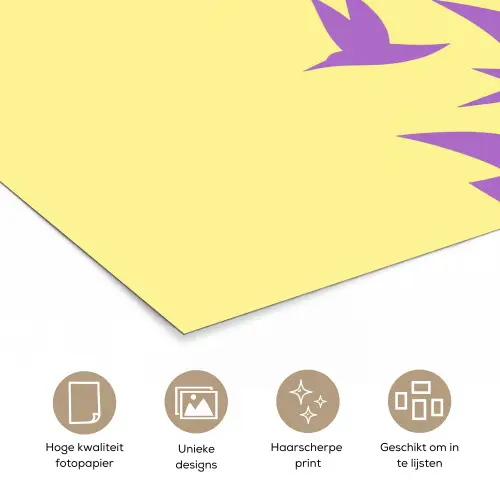 Vogels - Cirkel - Geel - Beweging poster papier klein -closeup_NL