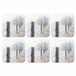 Hek - Sneeuw - Mist - Platteland - Nostalgisch onderzetter kurk middel -3d
