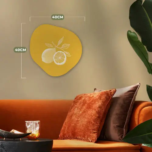 Citroenen - Illustratie - Minimalistisch - Geel Wandcirkel Organisch Forex 3mm klein -sfeer3