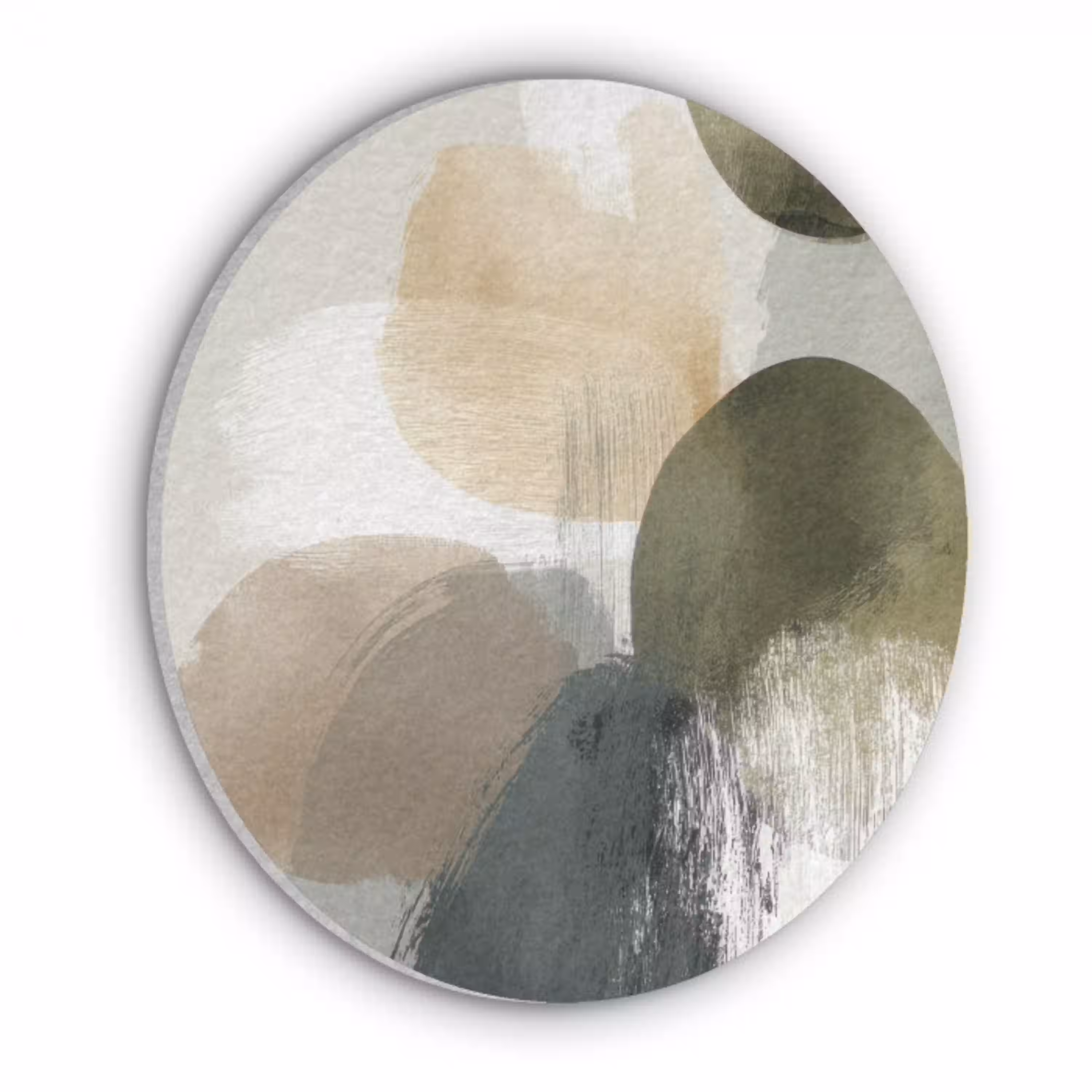 Minimalistisch - Cirkels - Penseelstreken - Beige Akoestische PET Vilt - Rond klein -3d