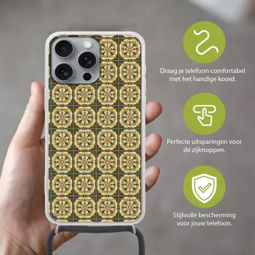 Ornament - Patroon - Groen Hoesje iPhone 16 Pro Max met koord klein 804 -sfeer2_NL