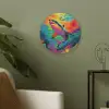 Haai - Koraalrif - Abstract - Kleurrijk Akoestische PET Vilt - Rond klein -sfeer2