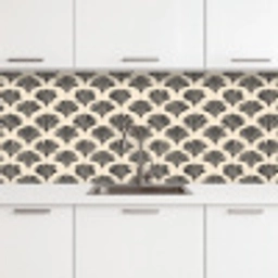 Waaiers - Botanisch - Zwart - Beige keuken achterwand 2 middel 871 -3d