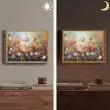 Bloemen - Kunst - Natuur - Olieverf Light Box met batterij (Wandlamp) middel -sfeer3