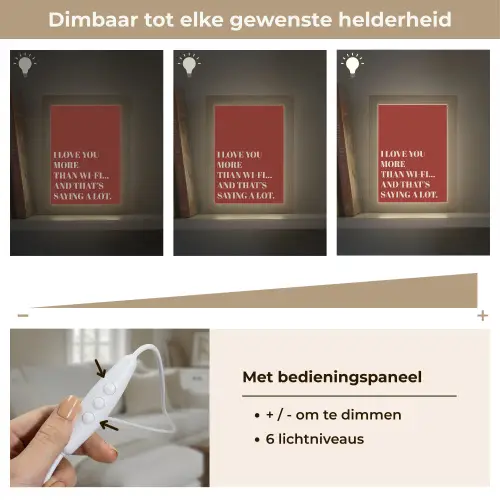 Rood - Quote - Liefde Light Box met kabel (Tafellamp) klein -USP_dimbaarNL