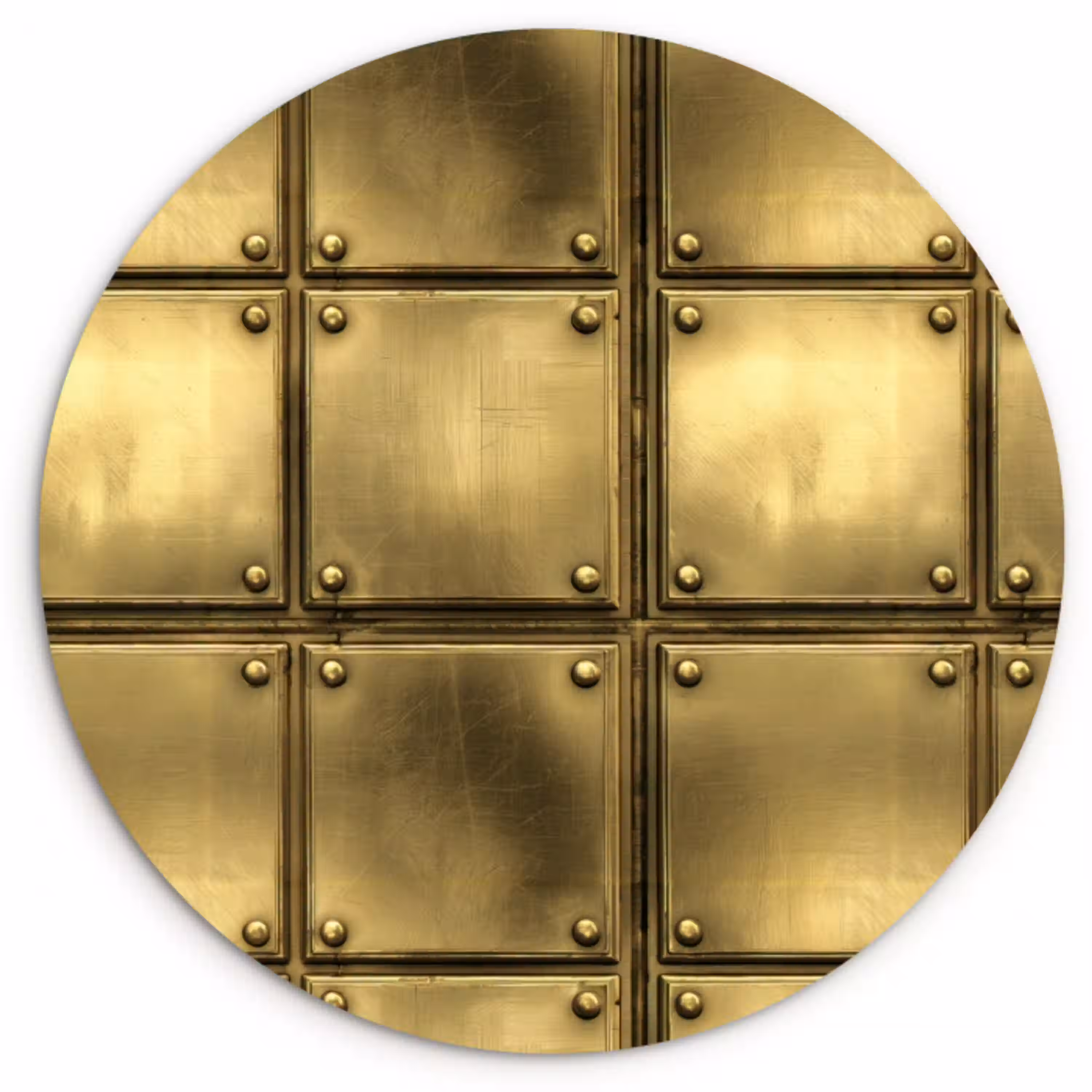 Platen - Industrieel - Stoer - Goud Wandcirkel kunststof plaat 5mm dik klein 188 -3d
