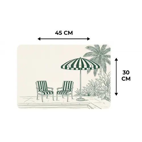 Terras - Illustratie - Groen Placemat vinyl groot -specs
