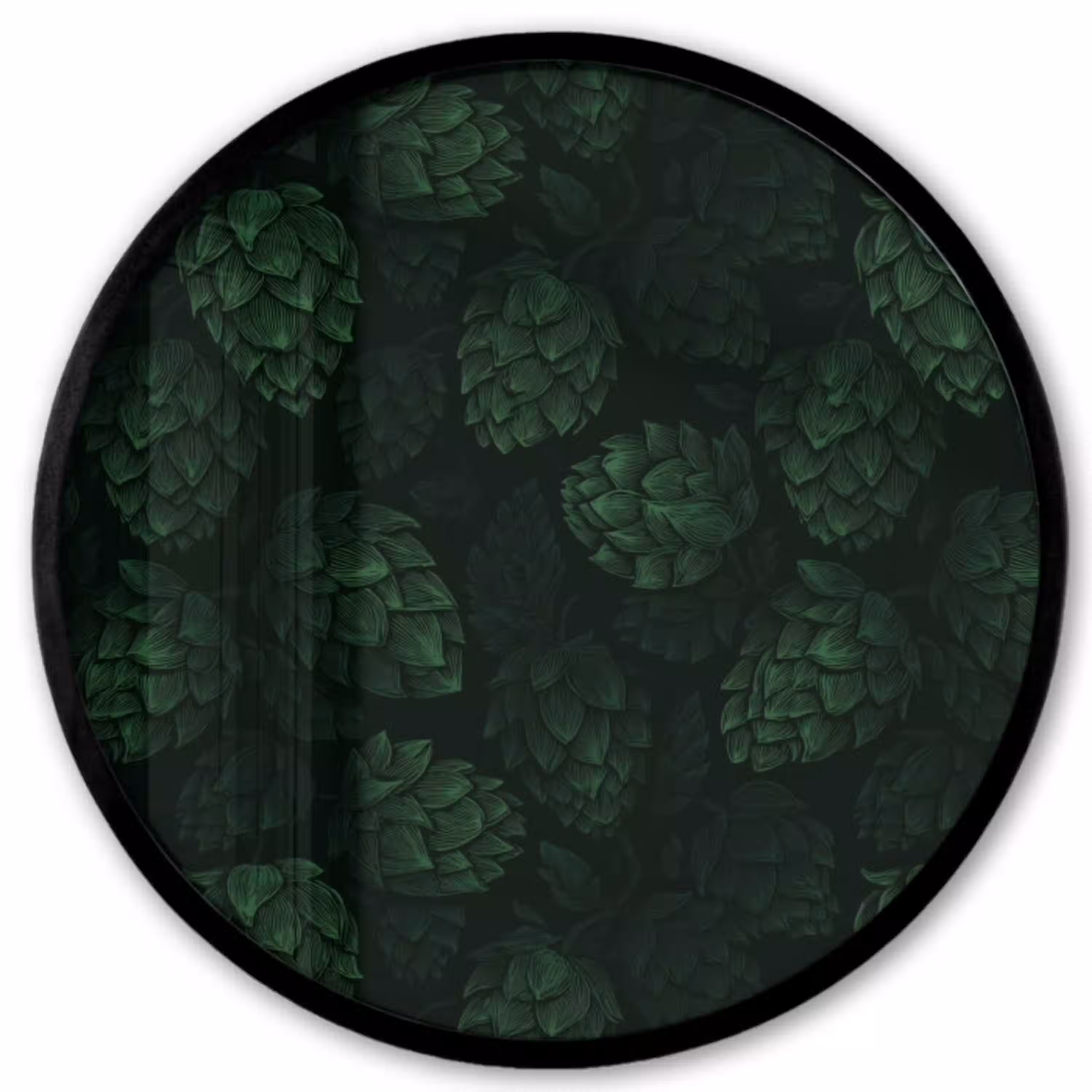 Donker - Groen - Hopbellen - Botanisch - Illustratie Fotolijst rond zonder passe partout klein 856 -3d