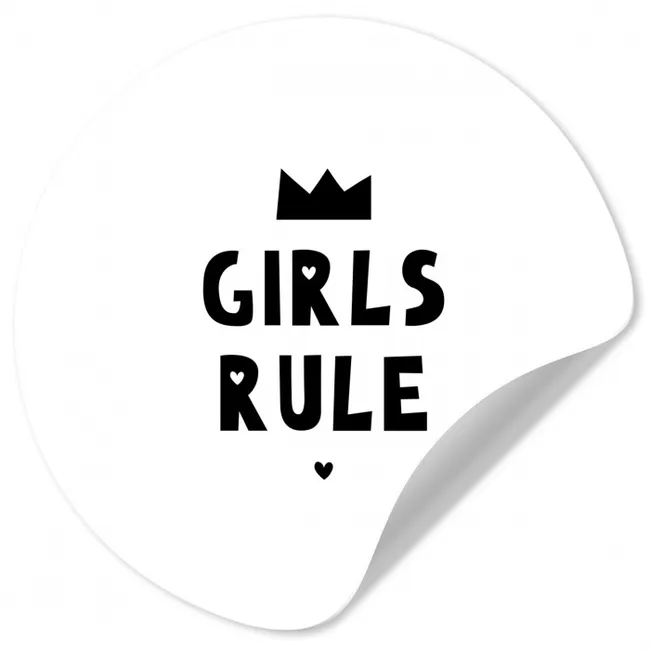 Quotes - Kinderen - Meisjes - Girls Rule - Spreuken Wandcirkel behangsticker klein -3d