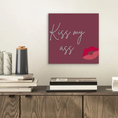 Kiss my ass - Lip - Bordeaux aluminium wit klein -sfeer1