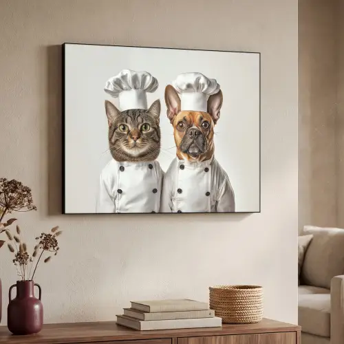 Kat - Hond - Kokskleding Textielframe zwart klein -sfeer3