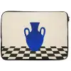 Vaas - Blauw - Geblokt - Modern laptophoes neopreen klein -zkaufland3dotto