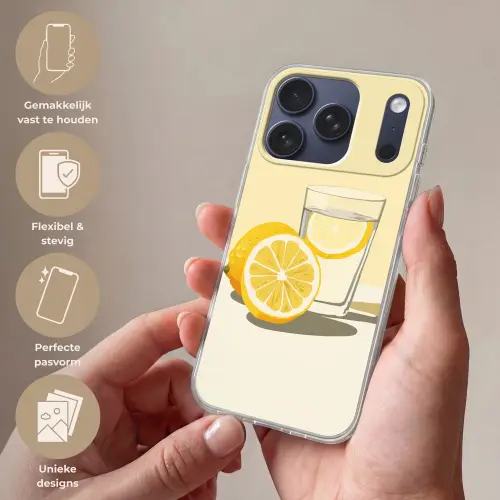 Glas - Citroenschijfjes - Geel Telefoonhoesje iPhone 17 Pro klein -sfeer3_NL