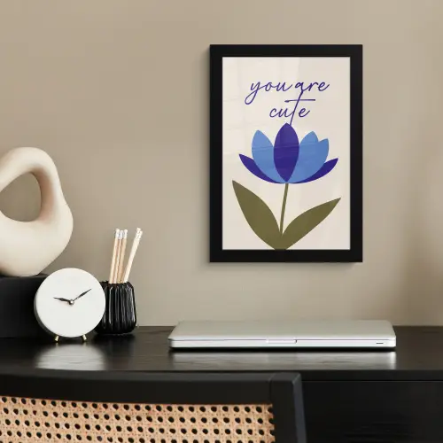 Korenbloem - Valentijn - Bloem - Blauw fotolijst zwart zonder passe partout klein -sfeer1