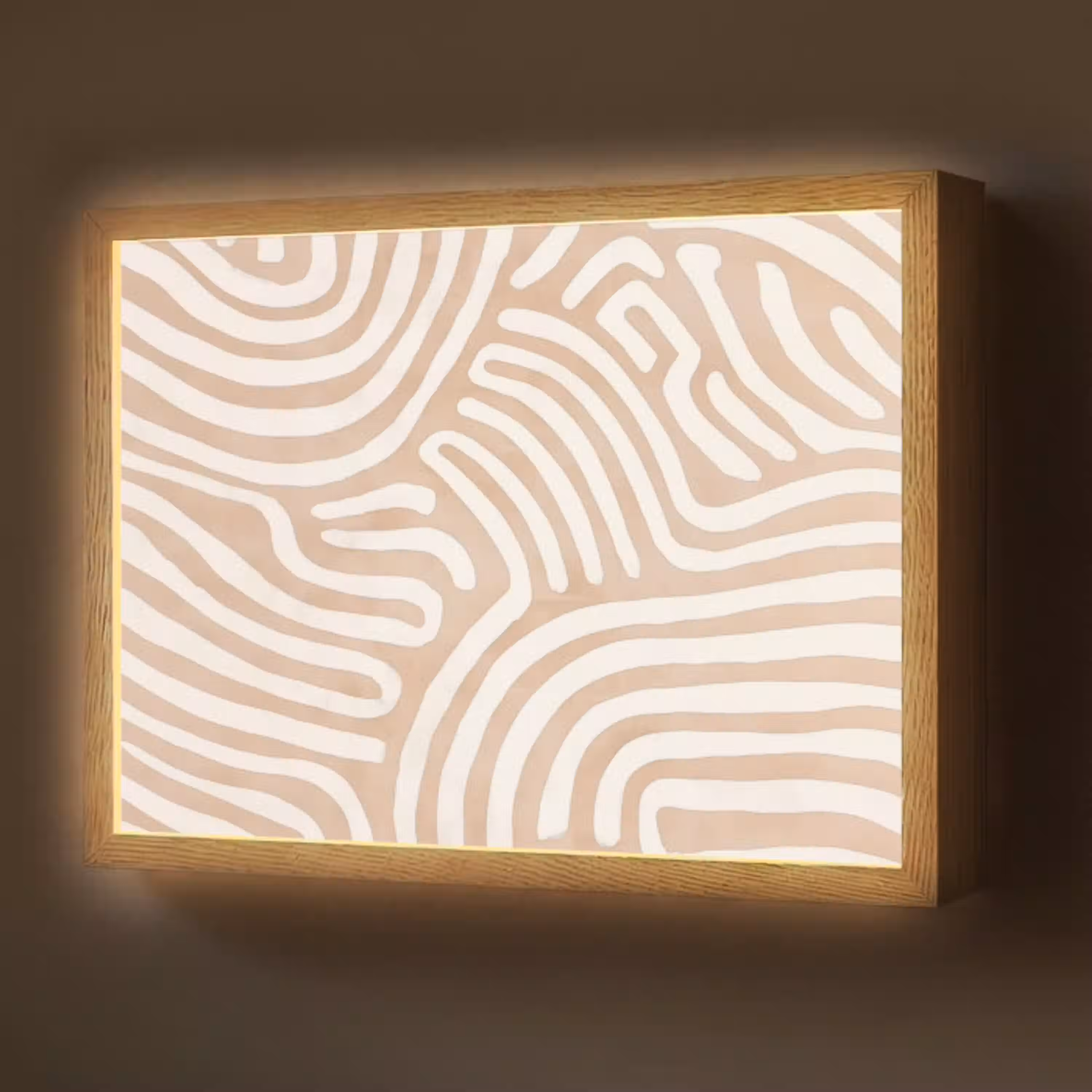 Beige - Aardspatroon Light Box met batterij (Wandlamp) middel -z3d_website