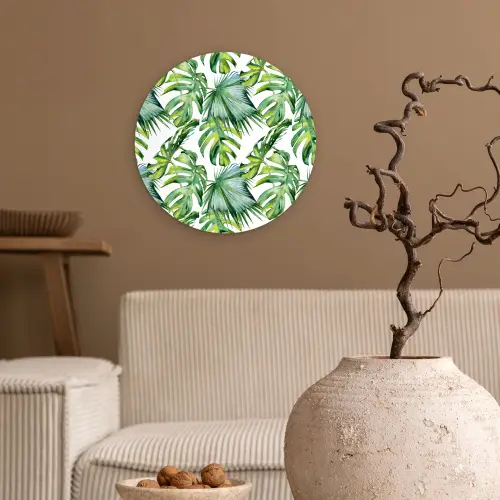 Bladeren - Monstera - Tropical - Jungle Wandcirkel plexiglas klein -sfeer1