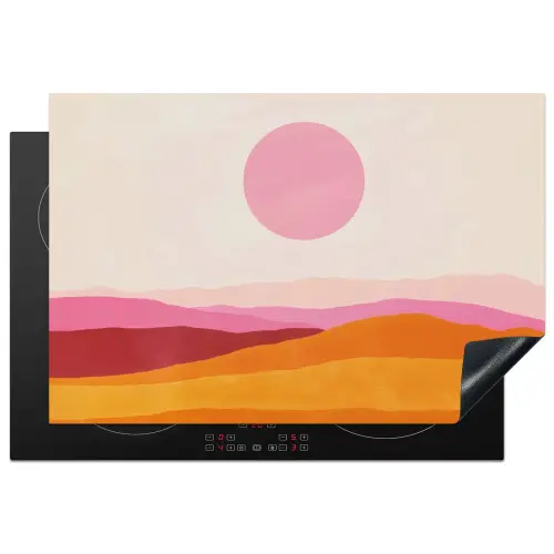 Heuvels - Oranje - Zon - Abstract Inductie beschermer vinyl 3mm klein -3d