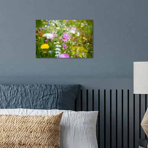 Bloemen - Natuur - Groen - Gras - Paars - Wit poster papier klein -sfeer2