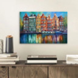 Amsterdam - Olieverf - Gracht - Schilderij - Kunst aluminium wit klein -sfeer1