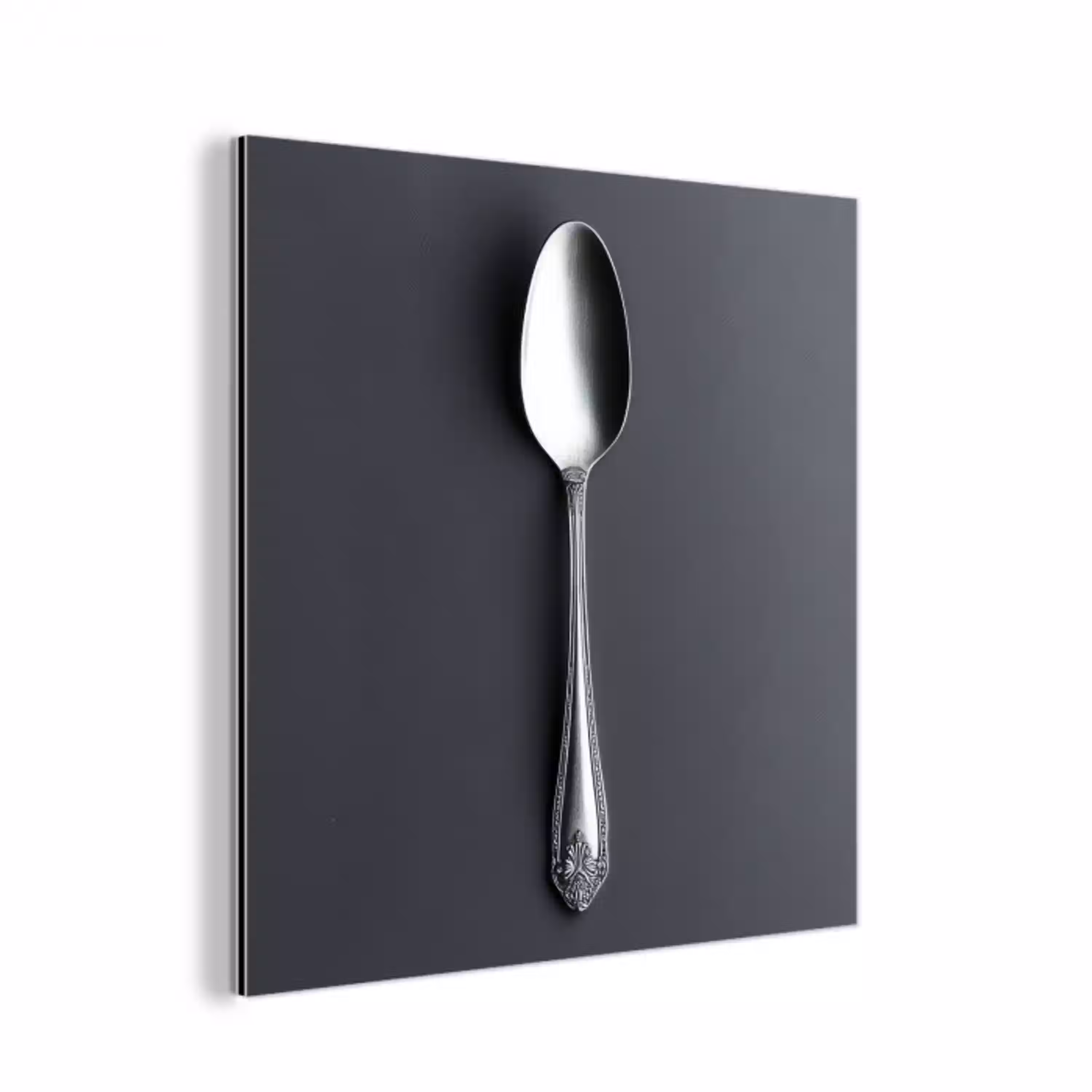 Zilver - Metaal - Lepel aluminium wit klein -3d