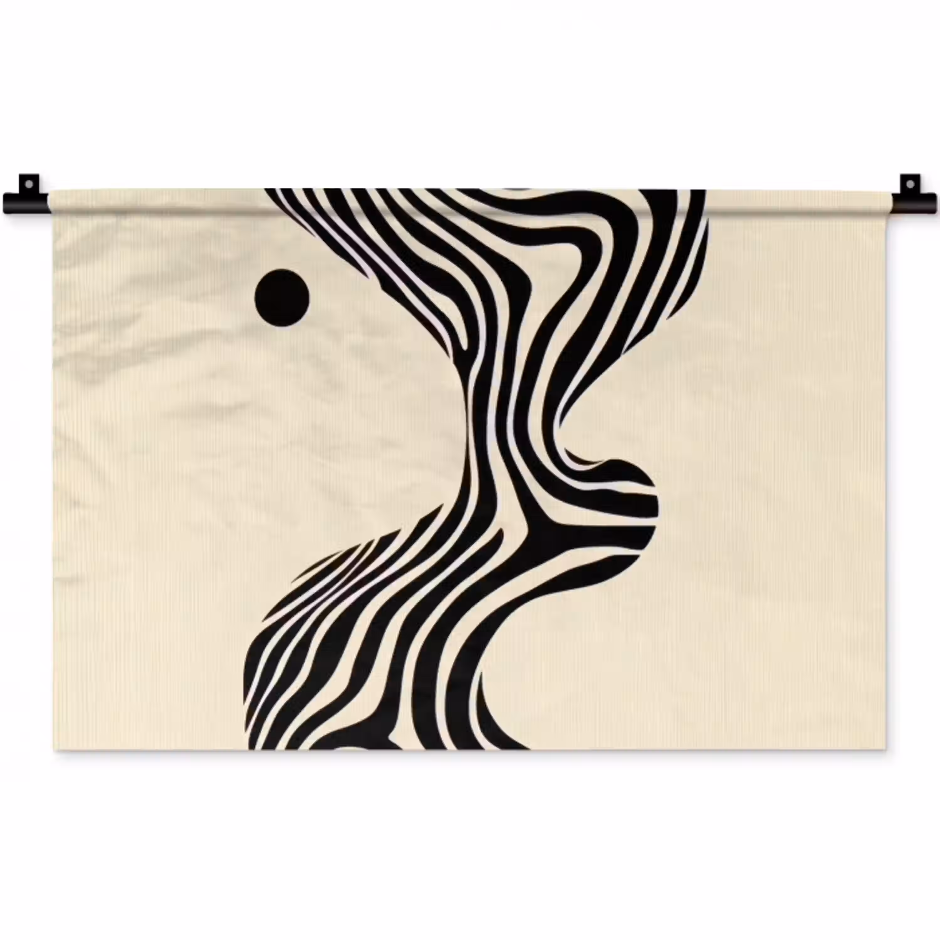 Beige - Lijnen - Golvend -  Abstract Wandkleed katoen klein -zz3d