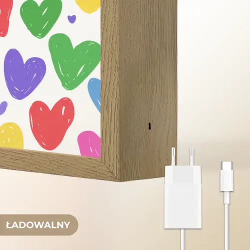 Hartjes - Patroon - Kleurrijk Light Box met batterij (Wandlamp kind) middel -USP_websiteoplaadbaarNL
