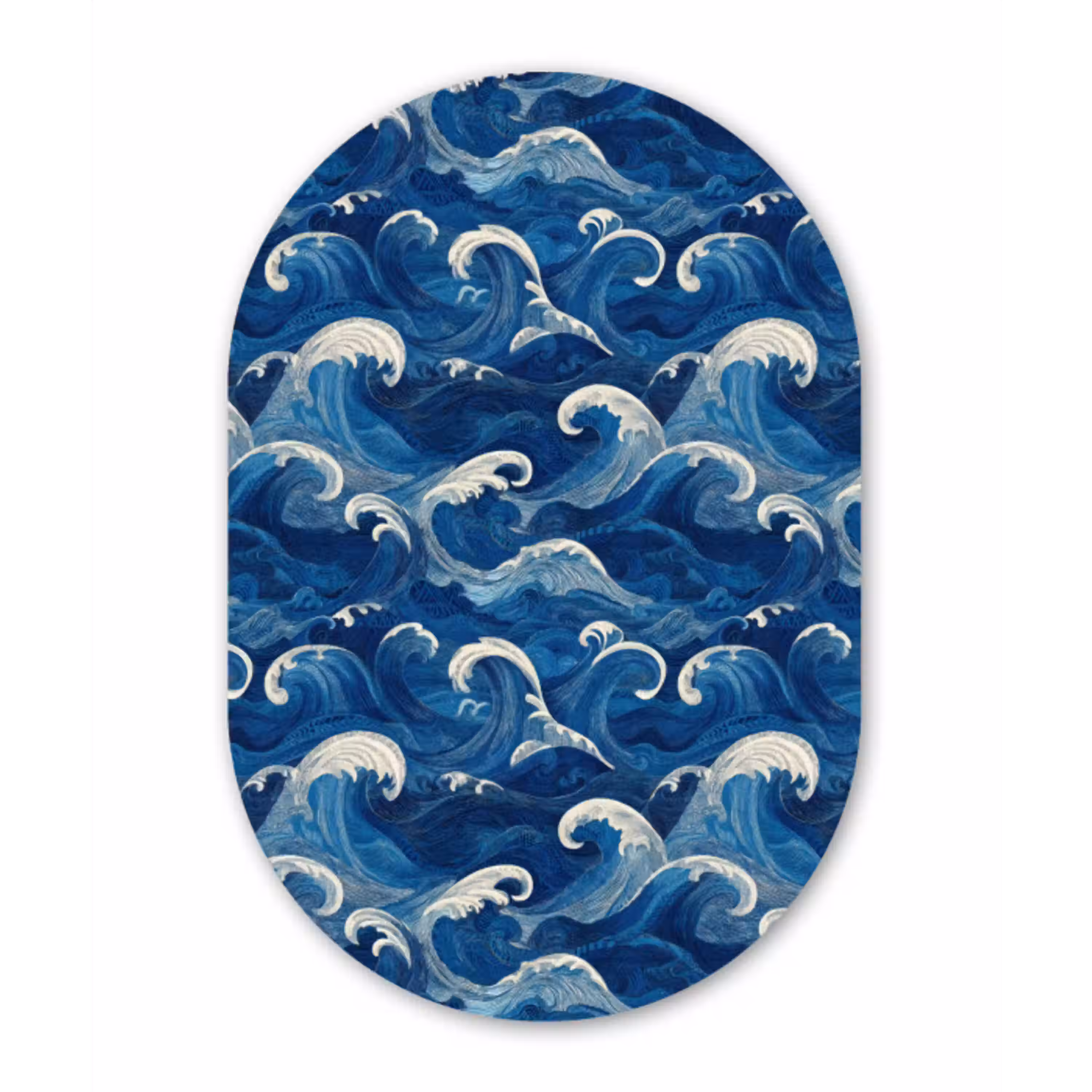 Japans - Oceaan - Golven - Blauw Wandcirkel Ovaal Aluminium middel 839 -3d