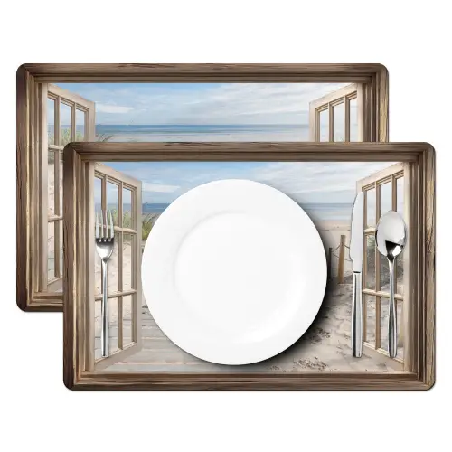 Doorkijk - Strand - Duinen - Pad - Landschap Placemat vinyl groot -zzsfeer2_Kitchenyeah-website