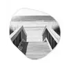 Loopbrug - Hout - Strand - Zee Wandcirkel Organisch Aluminium middel -3d