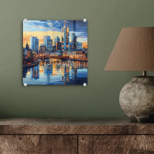 Zonsondergang Frankfurt - Stad - Skyline - Water plexiglas 5mm klein -sfeer3