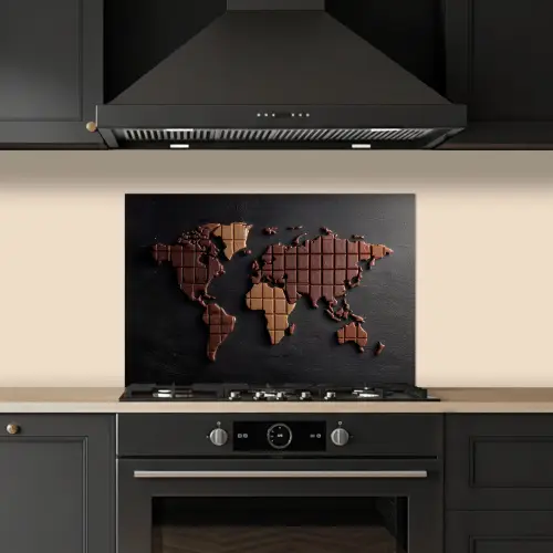 Wereldkaart - chocola - Smakelijke uitstraling keuken achterwand spatscherm klein -sfeer1