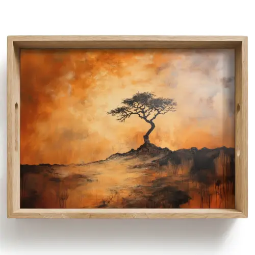 Boom - Landschap - Oranje Dienblad Rechthoek middel -z3d_shopping