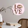 Tekst - Love - Pantervacht - Lichtroze Wandcirkel behangsticker klein -sfeer3
