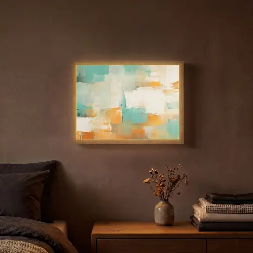 Kunst - Abstract - Blauw - Wit Light Box met batterij (Wandlamp) middel -sfeer4