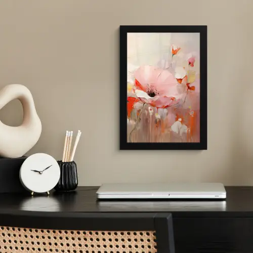 Bloemen - Watercolor - Roze - Abstract - Kunst fotolijst zwart zonder passe partout klein -sfeer1