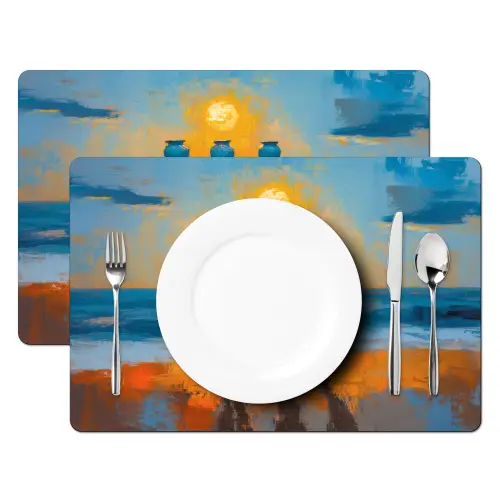 Vrouwen - Strand - Zondsondergang Placemat vinyl groot -zzsfeer2_Kitchenyeah-website